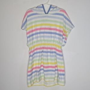 ✨3/$15 Joules White Yellow Blue Colorful Striped Cotton Blend Terry Cloth Robe 6